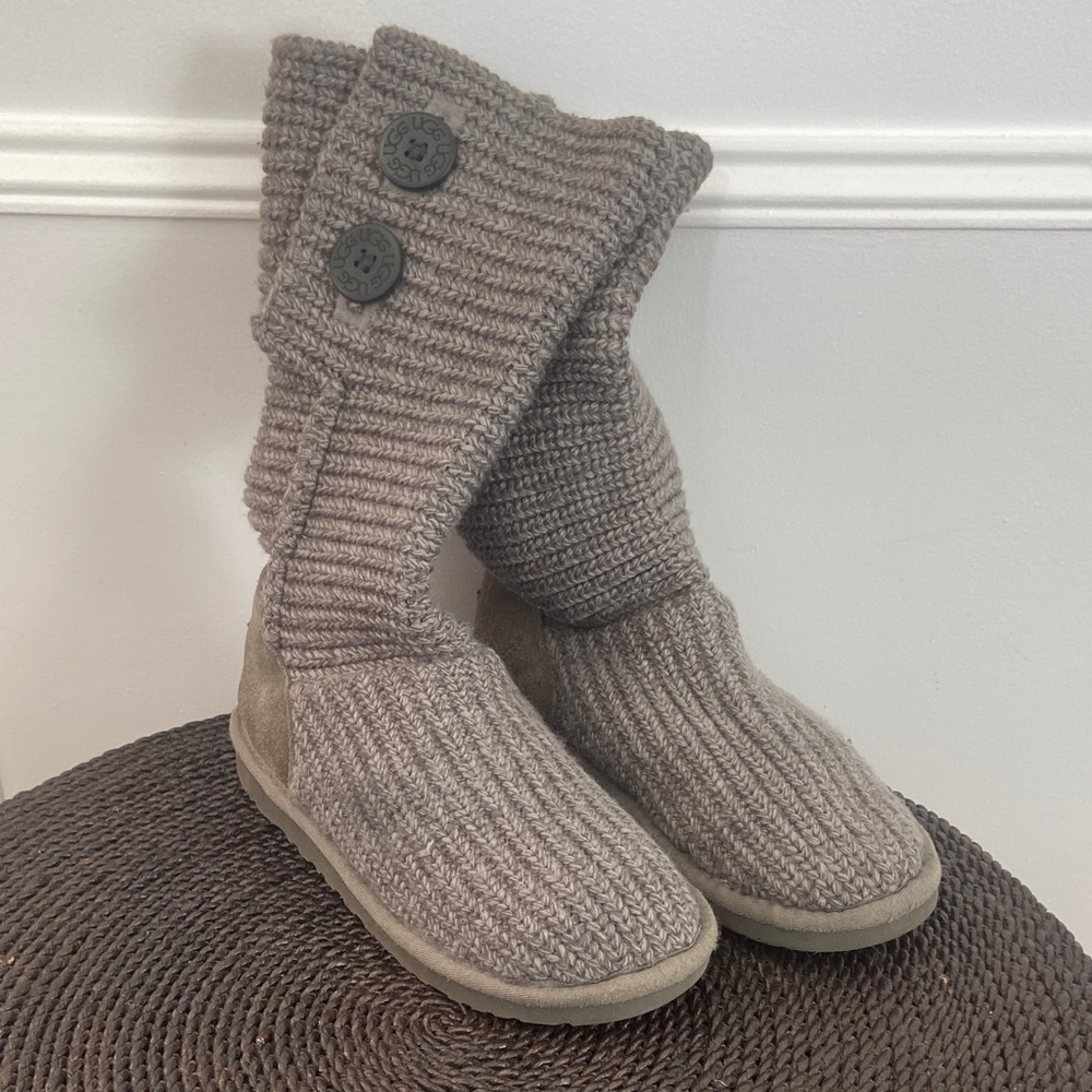 UGG Kids Knit Button Boots - Gray